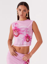 Top de Malla Waiting for Dawn - Magnolia Rosa