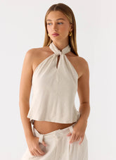 Top de lino Maddox - Avena