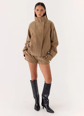 Chaqueta Marlow de antelina - Topo