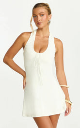 Minivestido Odile - Vestido Halter con cuello en U en crema