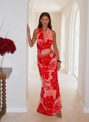 Falda Larga de Tiro Bajo Soulful - Estampado Sicily Sunsets