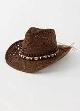 Sombrero vaquero Coco Twist de paja - Chocolate