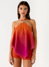 Top de llama gemela - Naranja