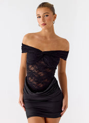 Minivestido con hombros descubiertos Either Way - Negro