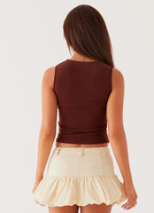 Top de malla calada Beyond - Chocolate