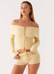 Minishort de punto Muted Muse - Amarillo