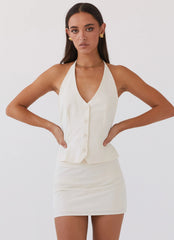 Top de chaleco Sarah Halterneck - Marfil