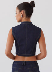 Top Greedy Denim con Hebilla - Índigo