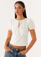 These Words Blusa de manga abullonada - Blanco