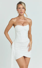 Minivestido Hazel - Vestido Corset Tomara que Caia com Lantejoulas Off-white