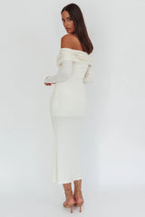 Vestido largo Juju con hombros descubiertos Blanco