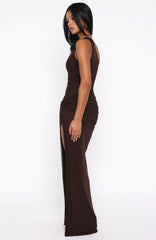 Mi vestido largo Cure color chocolate