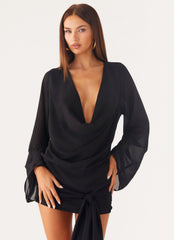 Minivestido Sorrel de manga larga - Negro
