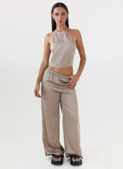 Top Bree Halter de Satén - Champiñón