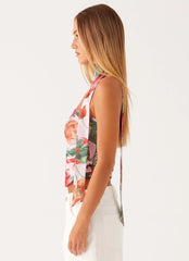 Top pañuelo Hot Like Me - Floral rosa