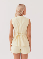 Shorts de Linho Born For Bordeaux - Lemon