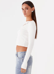 Top Cassius de manga larga - Color marfil