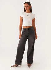 Calça Jeans Keanna Low Rise - Carvão