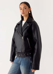 Jaqueta Ethan Biker de PU - Preta