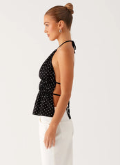 Top halter Sergio - Lunares negros