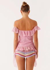 Top Dylan sin hombros - Rosa