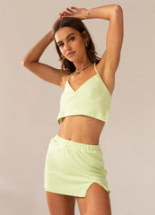 Top corto halter Terry de agua más cálida - Verde lima