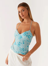 Top de tirantes de lentejuelas Kamilla - Azul