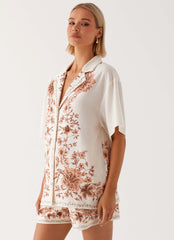 Camisa extragrande de lino Dreamy Days - Marfil