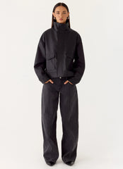 Chaqueta bomber James de PU - Negro