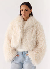 Chaqueta Virginia corta de piel sintética - Marfil