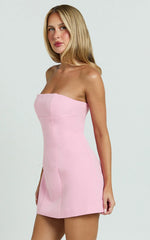 Minivestido Catharine - Vestido sin tirantes de corte A en rosa