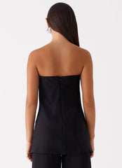 Top de tubo Zoey de satén - Negro