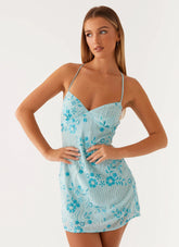 Minivestido con tirantes y lentejuelas Vietta - Azul