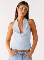 Top Charli con cuello - Azul