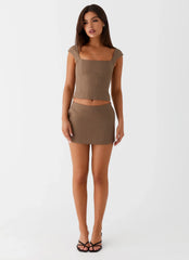 Minifalda de talle bajo Southerly - Marrón Beige