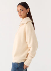 Jersey de punto con media cremallera Eirena - Crema