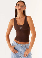 Camiseta sin mangas distintiva - Chocolate