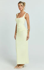 Vestido maxi Karlie - Vestido ajustado de cuello redondo en color limón