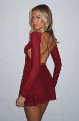 Minivestido Manga Longa Bad Influence Borgonha