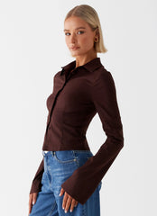 Camisa abotoada ajustada Leah - Chocolate