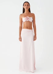Top bandeau rosa con diseño de rosa Crescent Light