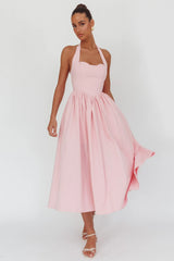 Vestido largo con cuello halter Get My Attention rosa
