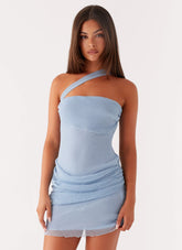 Minivestido de malla Misty - Azul pálido
