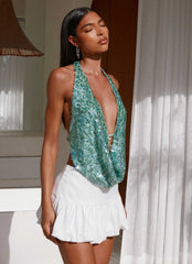 Top halter de cuello desbocado Rio Dreams - Verde