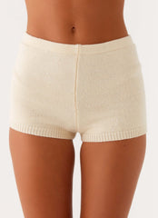 Shorts de Tricô com Lantejoulas Ownley - Marfim