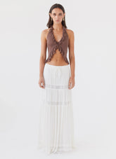 Top con Volantes de Malla Tanya - Chocolate