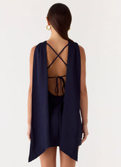 Minivestido Cerina de gola alta – Azul-marinho