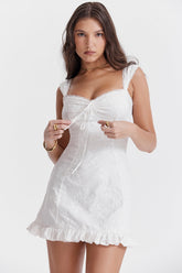 white embroidered mini dress