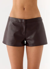 Minishorts de cuero sintético Coastline - Chocolate