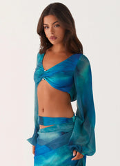 Camiseta manga larga Austin - Tie dye azul